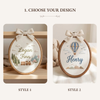 Personalized Hand-Embroidered Name Hoop: Woodland Train Adventure Nursery Décor