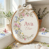 Personalized Floral Embroidery Hoop: Custom Baby Name Nursery Decor