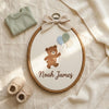 Personalized Teddy Bear Baby Name Embroidery Hoop: Newborn Keepsake Gift