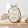 Hand-Embroidered Name Hoop: Pastel Rainbow Dreams Nursery Décor