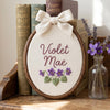 Personalized Floral Oval Embroidery Hoop: Violet & Gardenia Styles