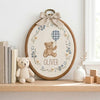 Handmade Bear Wreath Embroidery: Personalized Baby Name Hoop