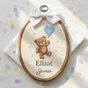 Baby Name Sign Embroidered With Teddy Bear and Balloon: Personalized Name Embroidery Nursery Decor