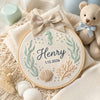 Handmade Embroidered Ocean Adventure: Personalized Baby Name Hoop