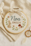 Handmade Floral Embroidered Baby Name Hoop, Nursery Decor