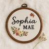Custom Embroidered Baby Name Hoop: Floral Nursery Decor, Birth Announcement