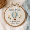 Hot Air Balloon and Floral Wreath Design: Custom Birth Announcement Gift