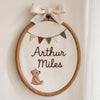 Hand-Embroidered Bunting Name Hoop: Nursery Décor Gift