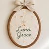 Custom Goose Embroidery Hoop: Baby Name Announcement Sign