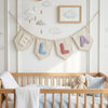 Personalized Yarn Letter Canvas Banner: Nursery Wall Decor, Baby Name Bunting