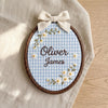 Timeless Blossom Personalized Name Hoop: Heirloom Floral Oval Embroidery
