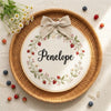 Handmade Flower Wreath Embroidery: Personalized Baby Name Hoop