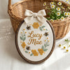 Personalized Garden Name Embroidery Hoop: Bee and Sunflower Nursery Decor