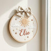 Personalized Cloud & Sun Baby Name Hoop: Soft Sunshine Nursery Decor