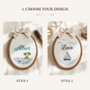 Personalized Coastal Nursery Name Hoop: Hand-Embroidered Sailing Adventure Keepsake