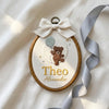 Personalized Teddy Bear Balloon Embroidery Hoop: Custom Baby Name Nursery Decor