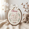 Personalized Hand-Embroidered Name Hoop: Fox Elephant Woodland Nursery Decor