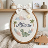 Personalized Hand-Embroidered Adventure Oval Hoop: Dinosaur & Desert Nursery Decor