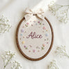Personalized Gingham Floral Name Hoop: Custom Baby Nursery Decor