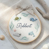Custom Animal Embroidery Hoop: Baby Name Nursery Decor