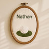 Sports Ball Baby Name Sign: Personalized Embroidered Nursery Keepsake