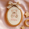 Personalized Oval Embroidery Hoop with Baby Bear: Baby Name Sign, Nursery Decor