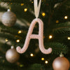 Custom Knit Wire Letter for Christmas Tree: Soft Cotton Initial Ornament For Holiday Keepsake