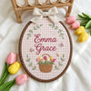 Custom Embroidered Oval Hoop: Daisy Tulip Name Nursery Decor