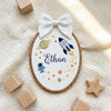 Hand-Embroidered Space Adventure Oval Hoop: Baby Name Announcement Sign