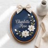 Custom Floral Embroidery Hoop: Magnolia and Forget-Me-Not Design