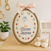 Personalized Floral Baby Name Embroidery Hoop: Goose & Vintage Duck