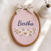 Personalized Floral Name Hoop: Hand-Embroidered Daisy Nursery Decor