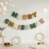 Pastel Plush Yarn “MERRY CHRISTMAS” Garland: Handmade Christmas Banner