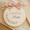 Custom Hand Embroidered Name Hoop: Floral Nursery Decor