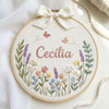 Blossom Meadow Name Hoop: Personalized Floral & Butterfly Embroidery