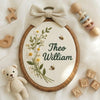 Handmade Bee Embroidery Hoop: Custom Baby Name Nursery Gift