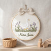Handmade Duckling Garden Embroidery: Personalized Baby Name Hoop