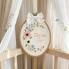 Personalized Floral Embroidery Hoop: Custom Baby Name Nursery Decor
