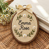 Custom Embroidered Oval Hoop: Daisy Tulip Name Nursery Decor
