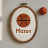Sports Ball Baby Name Sign: Personalized Embroidered Nursery Keepsake