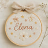 Soft Floral Embroidered Name Sign: Personalized Hoop for Baby or Child