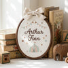 Hand-Embroidered Storybook Name Hoop: Carousel Horse, Circus Tent Nursery Decor