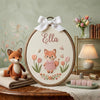 Personalized Hand-Embroidered Name Hoop: Fox Elephant Woodland Nursery Decor