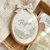 Personalized Duck Lamb Oval Hoop: Hand-Embroidered Countryside Nursery Name Art