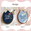 Custom Name Floral Hoop with Linen Bow: Hand-Embroidered Baby Name Sign