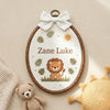 Personalized Safari Name Hoop: Hand-Embroidered Zebra, Lion Nursery Decor