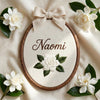 Personalized Floral Oval Embroidery Hoop: Violet & Gardenia Styles