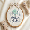 Personalized Hand-Embroidered Ocean Name Hoop: Dolphin, Jellyfish, Stars, Waves