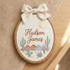Personalized Hand-Embroidered Adventure Oval Hoop: Dinosaur & Desert Nursery Decor