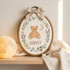 Handmade Bear Wreath Embroidery: Personalized Baby Name Hoop
